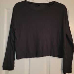 Pac Sun La Hearts Charcoal Long Sleeve Crop Top